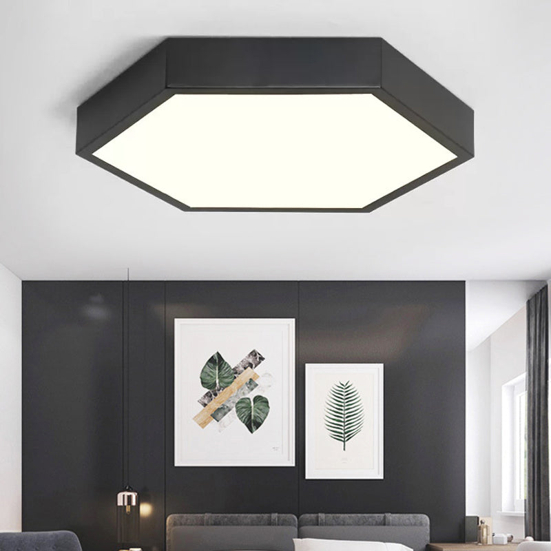 Plafonnier monochrome élégant nordique hexagone LED plafonnier pour porche