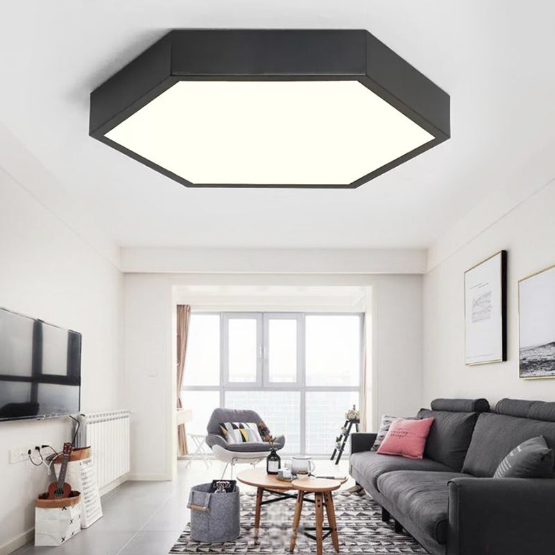Plafonnier monochrome élégant nordique hexagone LED plafonnier pour porche