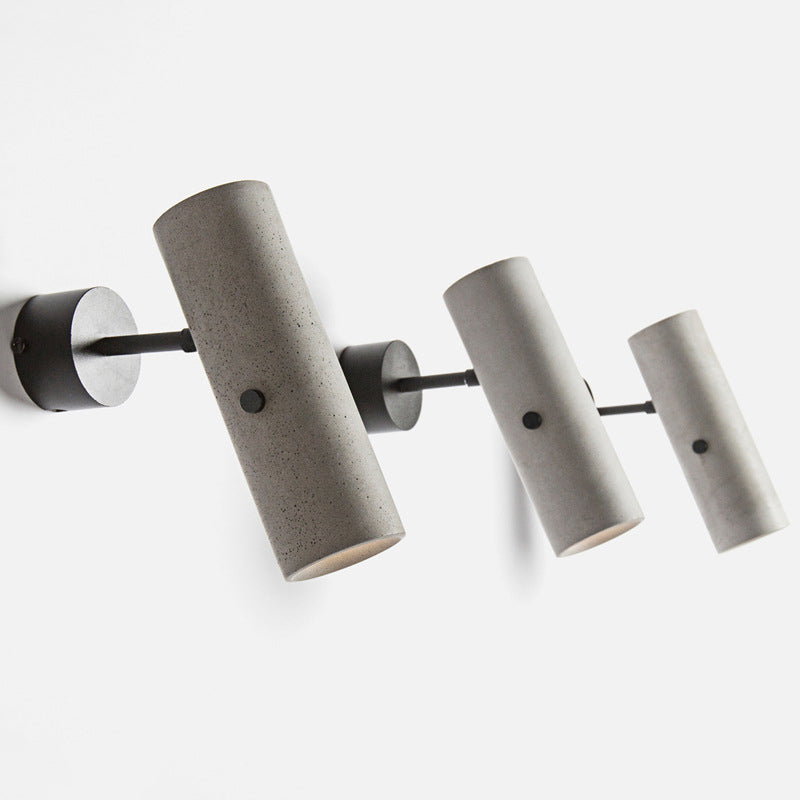 Tube Clothing Store Wall Spotlight Cement Minimalist LED Wall Light in Grey with Swivel Joint