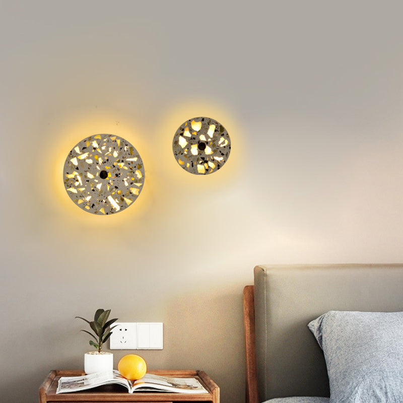 Terrazzo Disk LED Wall Light Art Deco Black/Red/Blue Flush Mount Wall Sconce for Living Room