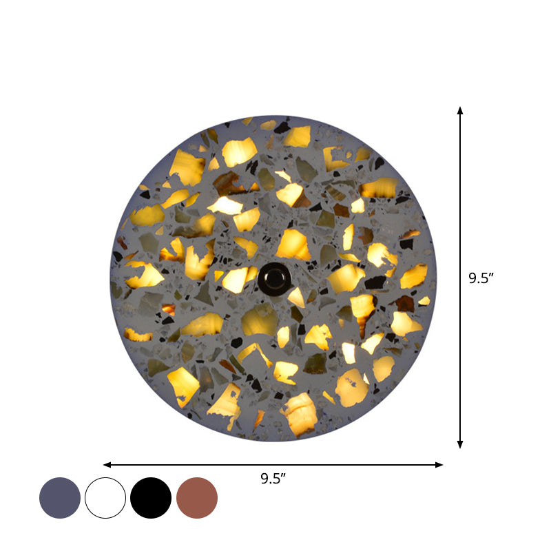 Terrazzo Disk LED Wall Light Art Deco Black/Red/Blue Flush Mount Wall Sconce for Living Room