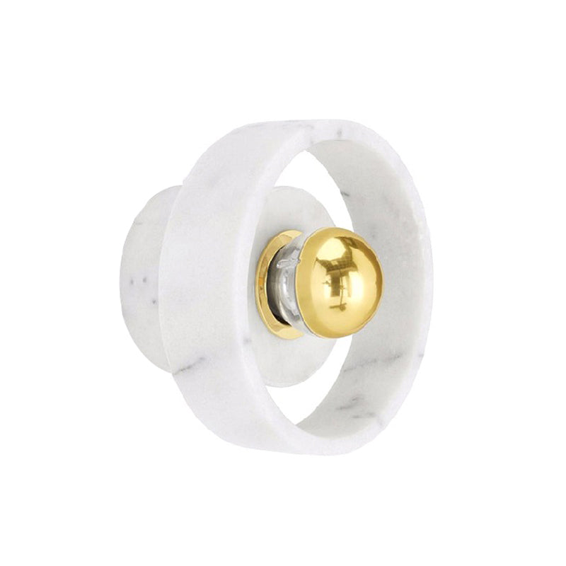 White-Gold Circle Sconce Lighting Designer 1 Bulb Marble Wall Mounted Light Fixture