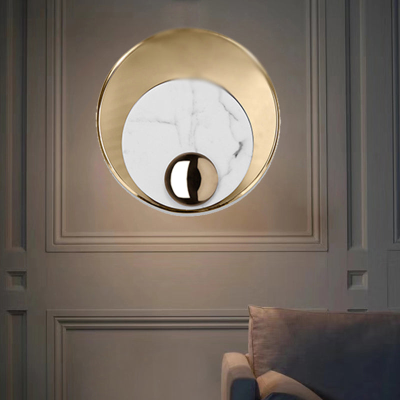 Peacock Tail Feather Wall SCONCE Designer Marmeren woonkamer LED VLOK Mount in zwart/wit en goud