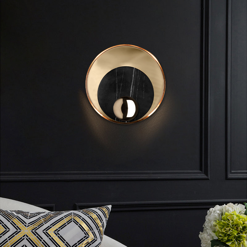 Peacock Tail Feather Wall SCONCE Designer Marmeren woonkamer LED VLOK Mount in zwart/wit en goud
