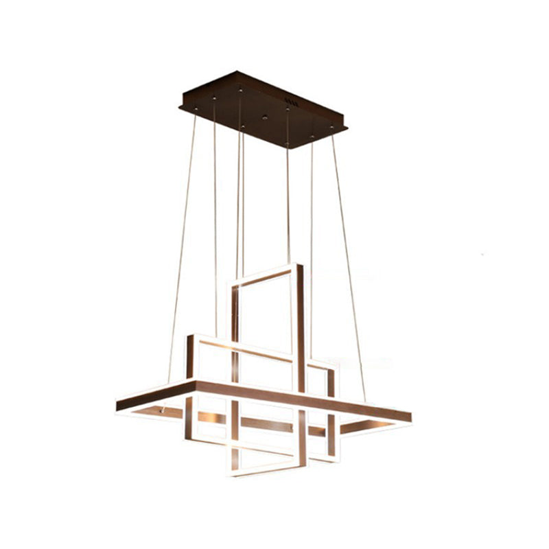 Rettangolo ad interblocco il lampadario creativo creativo in metallo minimalista soggiorno a led luce nel caffè