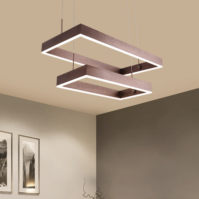 Café de lámpara LED moderno 2/4/5 Luz colgante rectangular cónica con tono acrílico con sombra acrílica