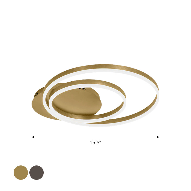 Dual Round Acrylic Flush Ceiling Light Simple Coffee/Gold LED Flush-Mount Light Fixture, Small/Medium/Large