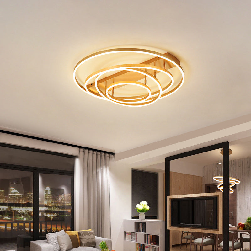 4/5 lagen taps toelopende roterende plafondlamp moderne metallic gouden hoepel LED semi -spoelbevestiging in warm/wit licht
