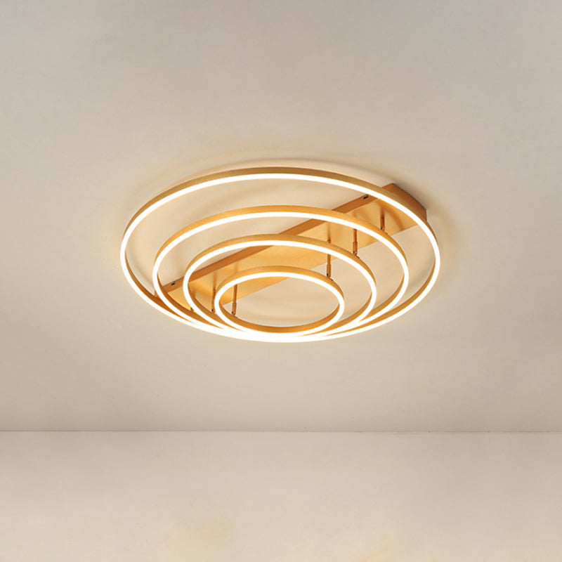 4/5 lagen taps toelopende roterende plafondlamp moderne metallic gouden hoepel LED semi -spoelbevestiging in warm/wit licht