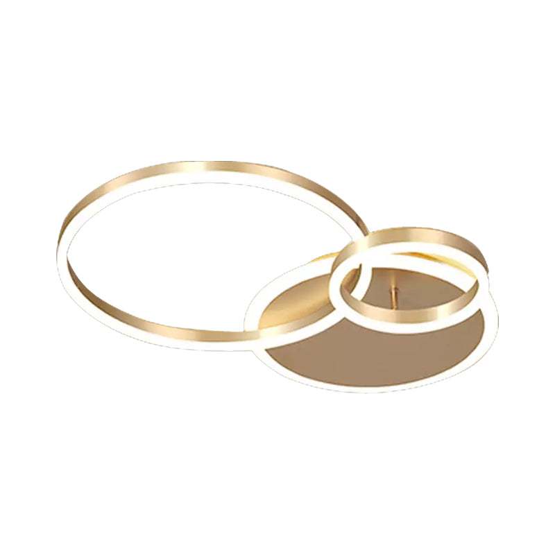 Interlocking Ring 3/5 Tiered Flushmount Metal Modern LED Semi Flush Mount Ceiling Lamp in Gold, Warm/White Light
