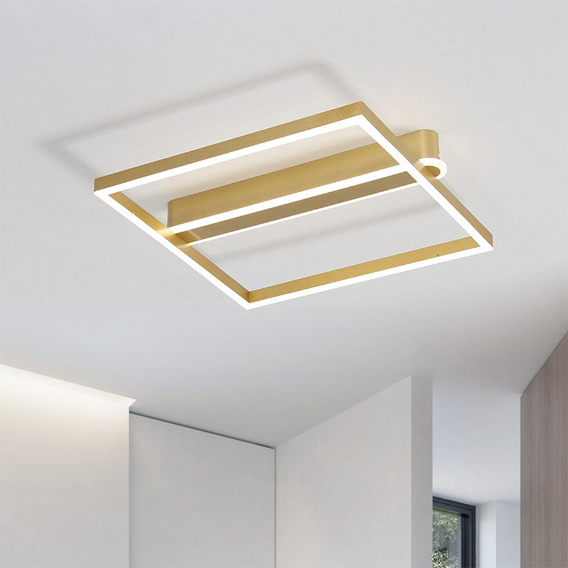 Acrylic Square Frame Ceiling Flush Simple Gold/Coffee Finish LED Flushmount Light for Bedroom
