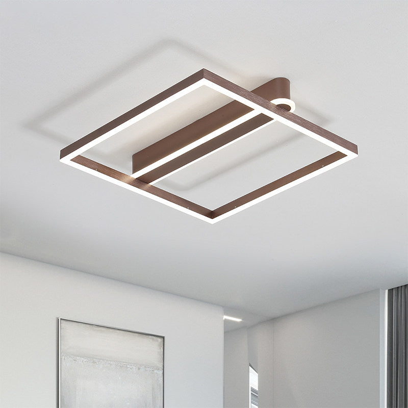Acrylic Square Frame Ceiling Flush Simple Gold/Coffee Finish LED Flushmount Light for Bedroom