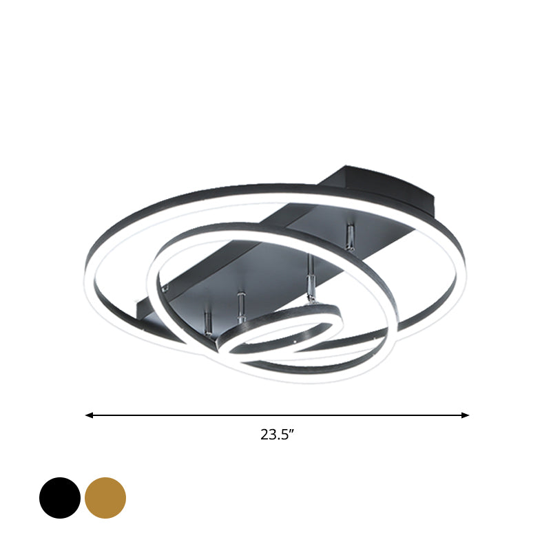 Plafonnier LED moderne à 3/5 niveaux en métal pour chambre à coucher, semi-encastré rotatif, noir/or