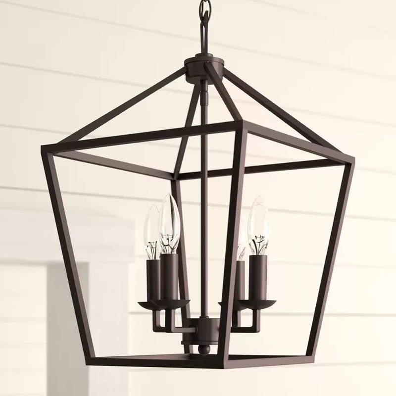 Apparecchio di illuminazione a sospensione trapezoide nero 4 lampadina cucina a soffitto cucina a soffitto cucina