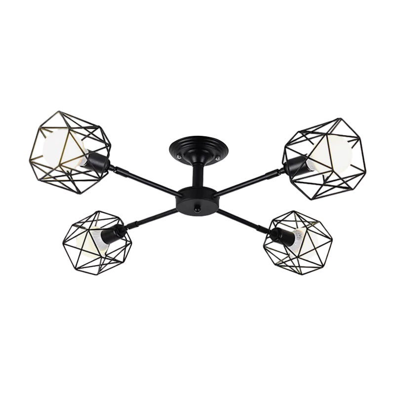 CABA DE CON CIENE IRON CAPILA ROTA CAMBIO DE CONTRACIÓN Lámpara colgante de dormitorio 4/6/8 luces en negro