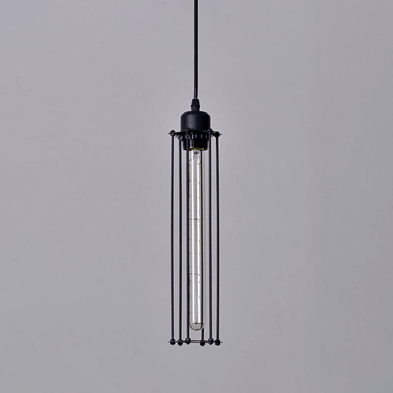 Iron Tube Down Lighting Pendant Industrial 1-Light Restaurant Hanging Ceiling Light in Black
