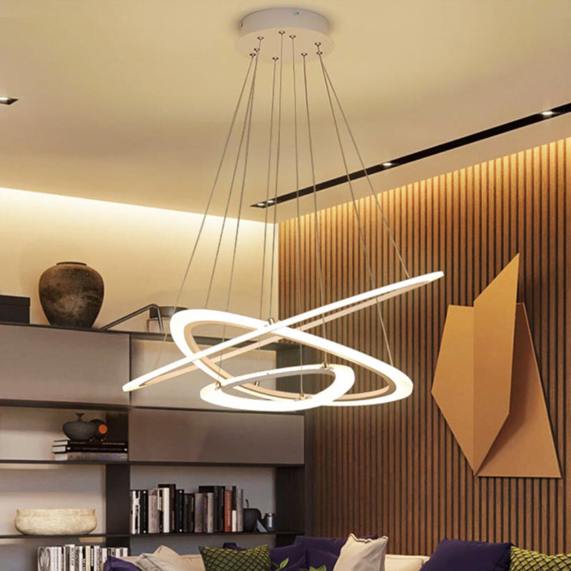 Candelera blanca minimalista de luz colgante LED de comedor con triángulo de 2/3 de nivel/tono acrílico redondo