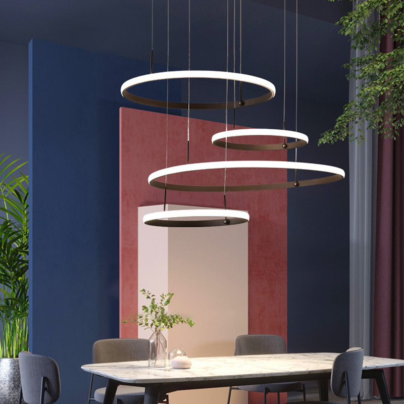 Lampadino a 4 teste LED LED LADELIER Minimalista Lampada a ciondolo a bagliore esterno con cerchio Acrilico Ombra