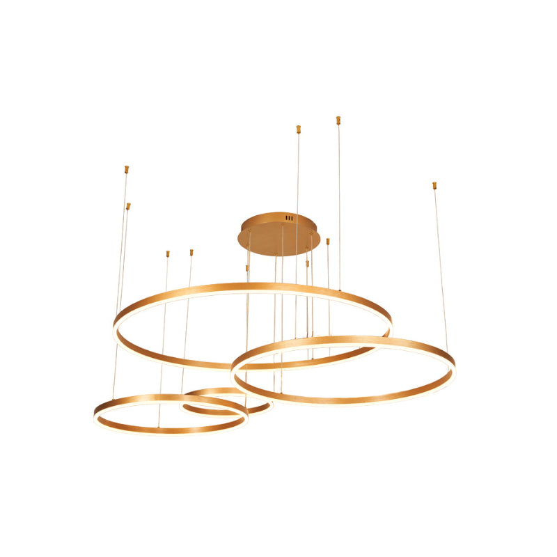 Metal Bubble Ring Chandelier Novelty Minimalist 4-Light LED Suspension Light in Black/Gold/Coffee