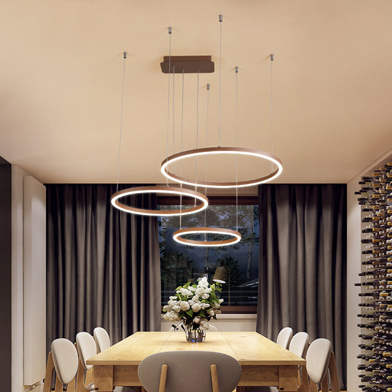 Restauranti circolari a 5 livelli lampadario del ristorante circolare acrilico a baffi minimalista a led luce in marrone