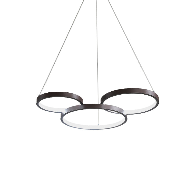 Modernist LED Chandelier Pendant Brown 3/4/5 Tiers Halo Ring Hanging Lamp with Acrylic Shade