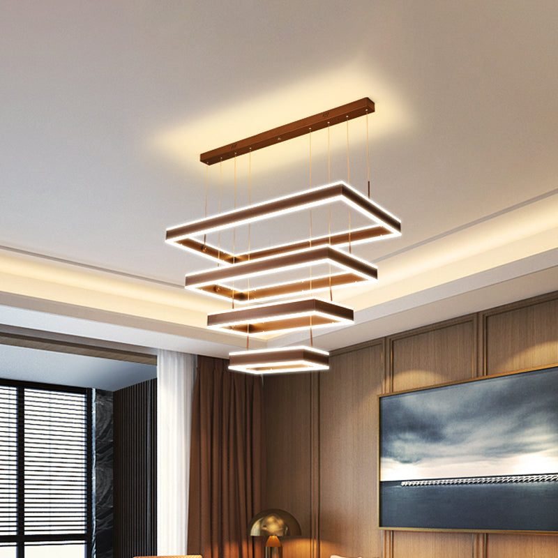 Lampada da pranzo in alluminio in alluminio rettangolare modernista in alluminio rettangolare in alluminio 2/3/3/3/3/3/4 livelli Lampa