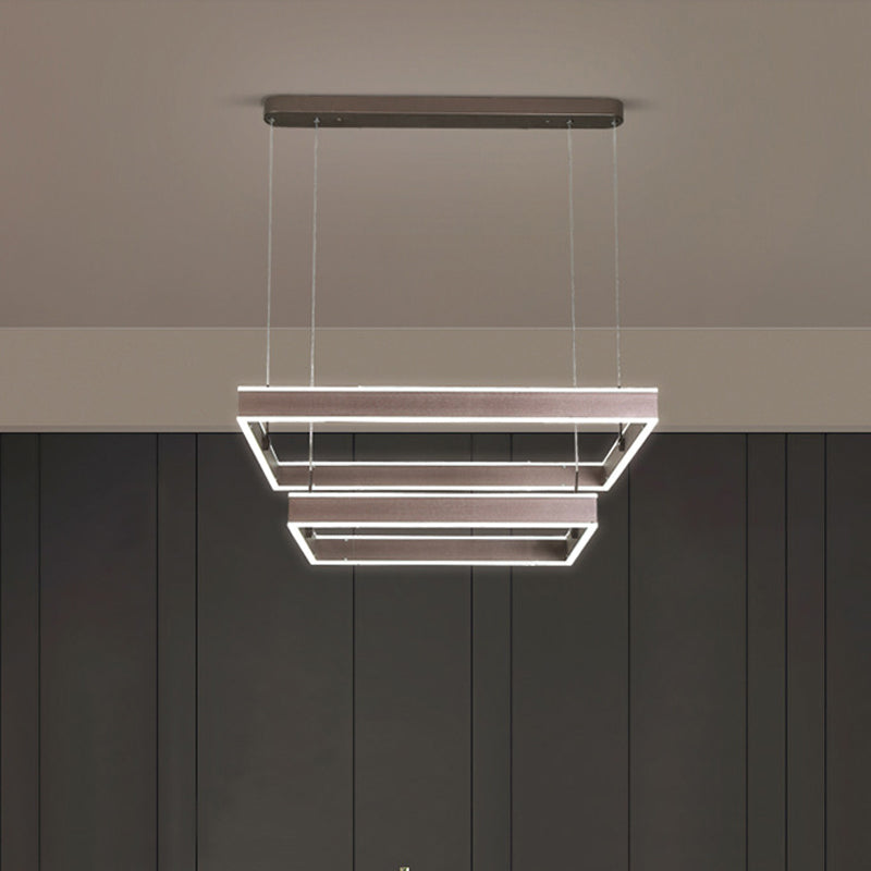 2/3/4 TIERS vierkante woonkamer kroonluchter acryl minimalistische led suspensie hanger in koffie, warm/wit licht