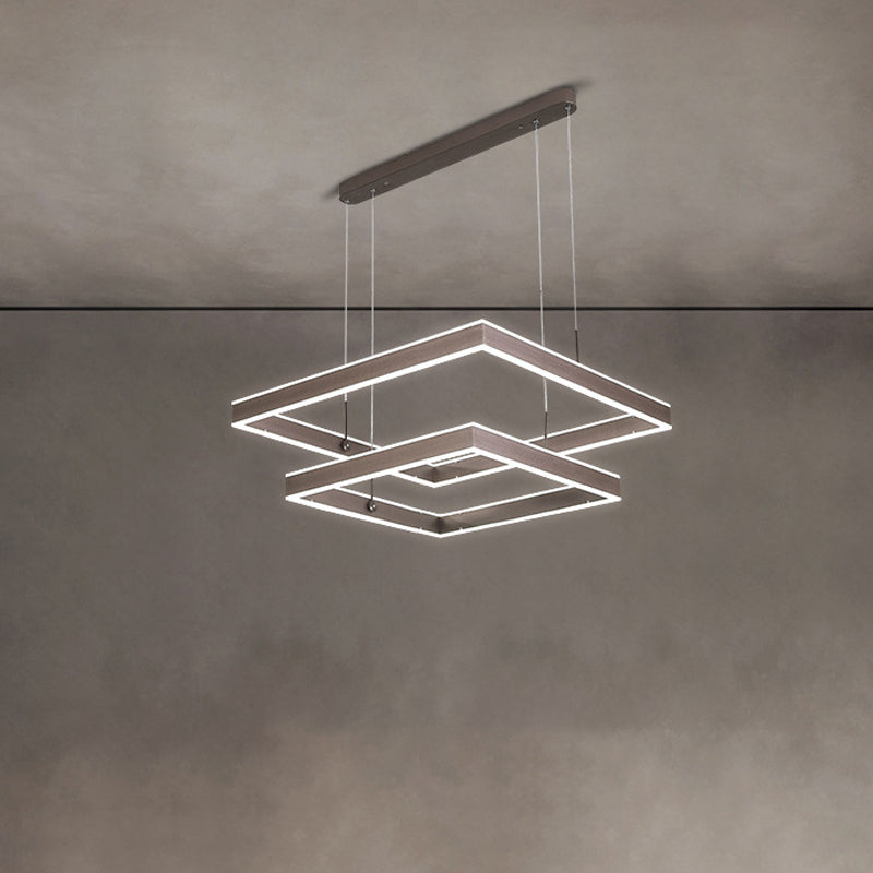 2/3/4 TIRE Square soggiorno lampadario acrilico Minimalista a sospensione a LED nel caffè, luce calda/bianca