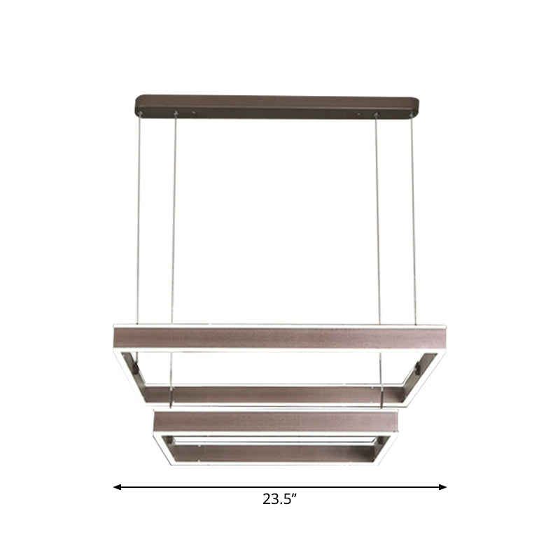 2/3/4 TIERS vierkante woonkamer kroonluchter acryl minimalistische led suspensie hanger in koffie, warm/wit licht