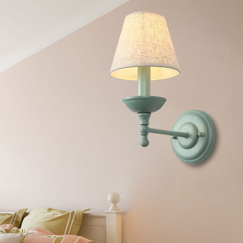 Tapered Shade Corridor Wall Sconce Metal 1 Light Nordic Style Wall Light in Green