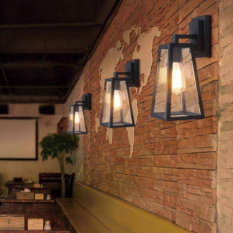 Iron Black Finish Wall Sconce Water Pipe/Cage/Fist Shaped 1-Bulb Industrial Style Wall Mounted Light Fixture