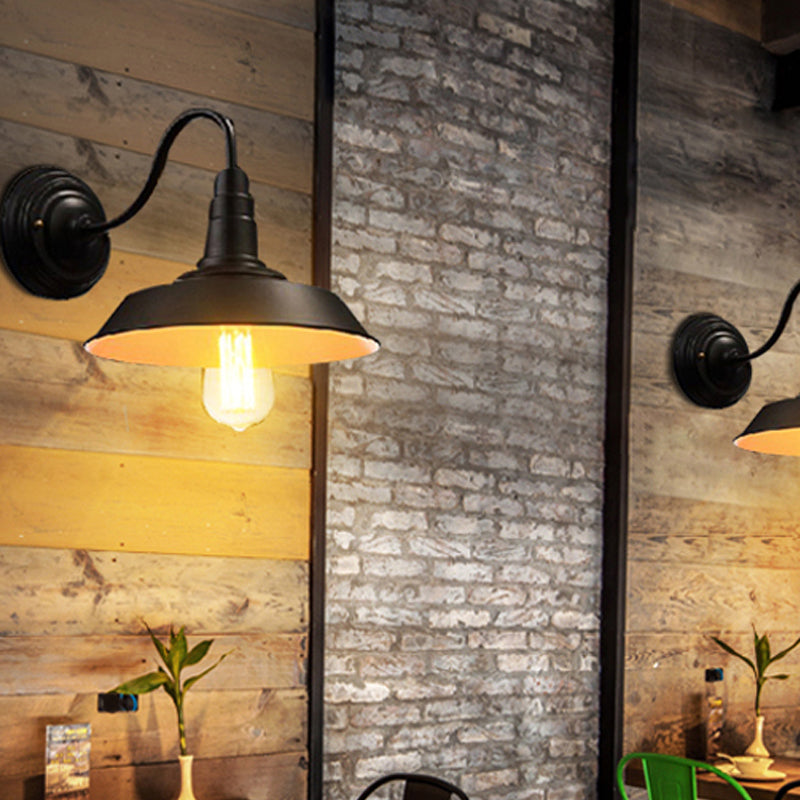 Iron Black Finish Wall Sconce Water Pipe/Cage/Fist Shaped 1-Bulb Industrial Style Wall Mounted Light Fixture