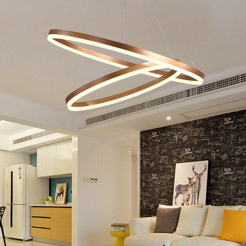 2/3 Tiers Aluminum Pendant Light Fixture Minimalistic White/Coffee LED Chandelier Lamp for Dining Room