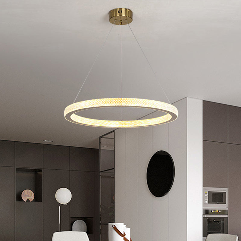 1/3/4-Tier Circle Acrylic Suspension Pendant Minimalism Brass LED Chandelier Light Fixture