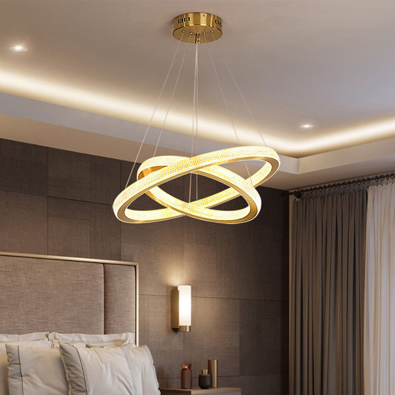 1/3/4-Tier Circle Acrylic Suspension Pendant Minimalism Brass LED Chandelier Light Fixture