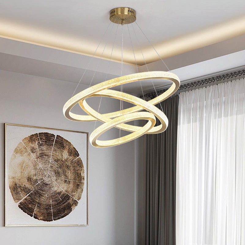 1/3/4-Tier Circle Acrylic Suspension Pendant Minimalism Brass LED Chandelier Light Fixture