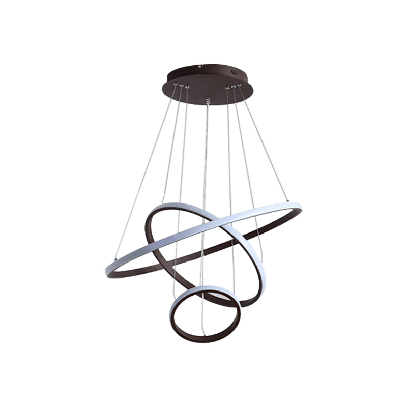 White/Café Círculo Pequeño/Gran Candela Minimalista Lámpara de suspensión de techo acrílico de 3 cabeza