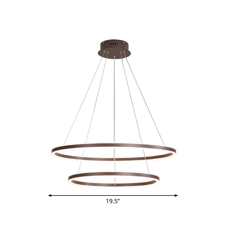 Brown 2/3/4 TIERS CANDELIER Minimalismo LED acrílico Luz colgante de luz para comedor