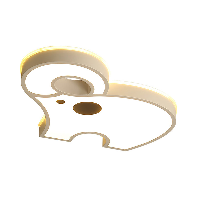 Acryl lange neus olifant plafondlamp dier LED plafondmontage licht in wit voor kinderslaapkamer