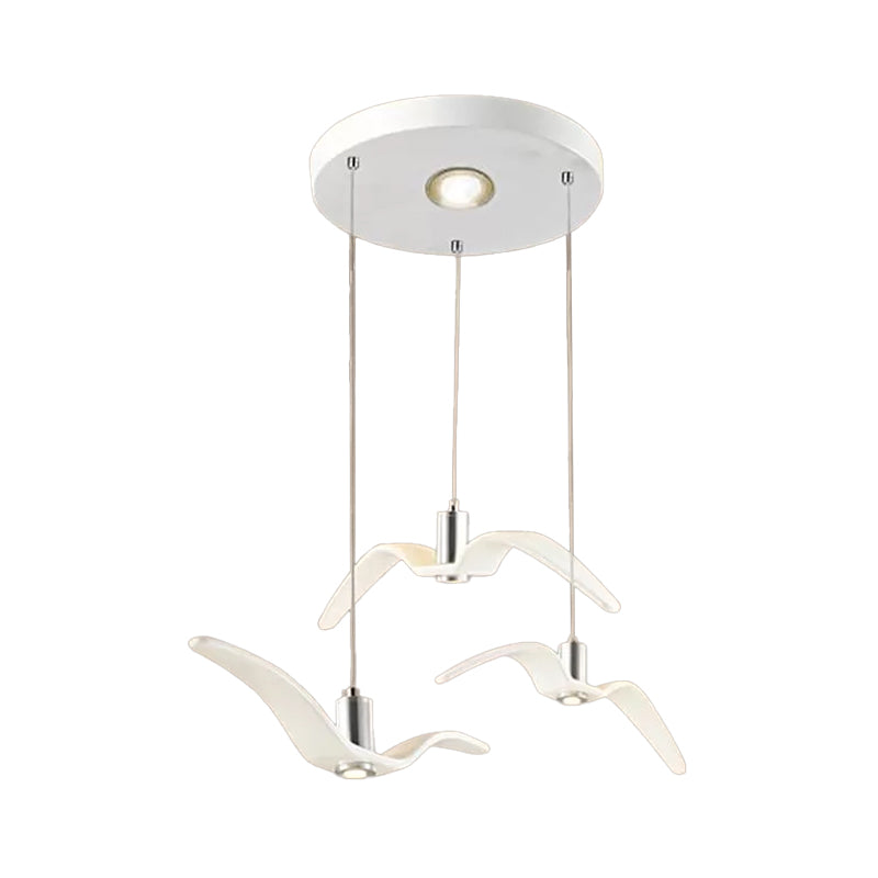 Artistry Seagull Multi Light Pendant Metallic 3 Lights Bedroom Hanging Ceiling Light in White/Black with Round/Linear Canopy
