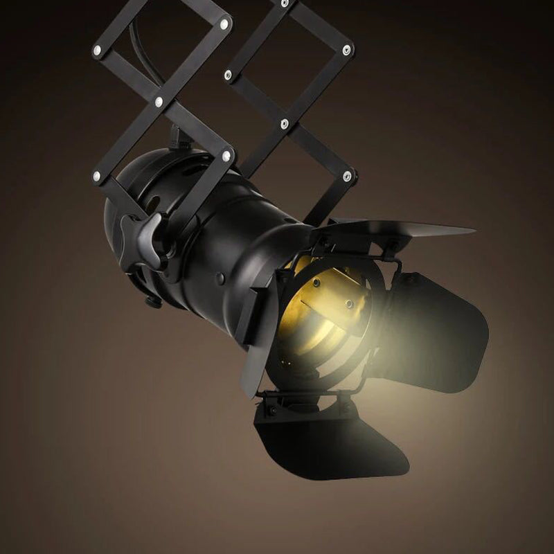 Black Torch Hanging Ceiling Light Art Deco 1-Head Metallic Pendant Light with Extendable Arm