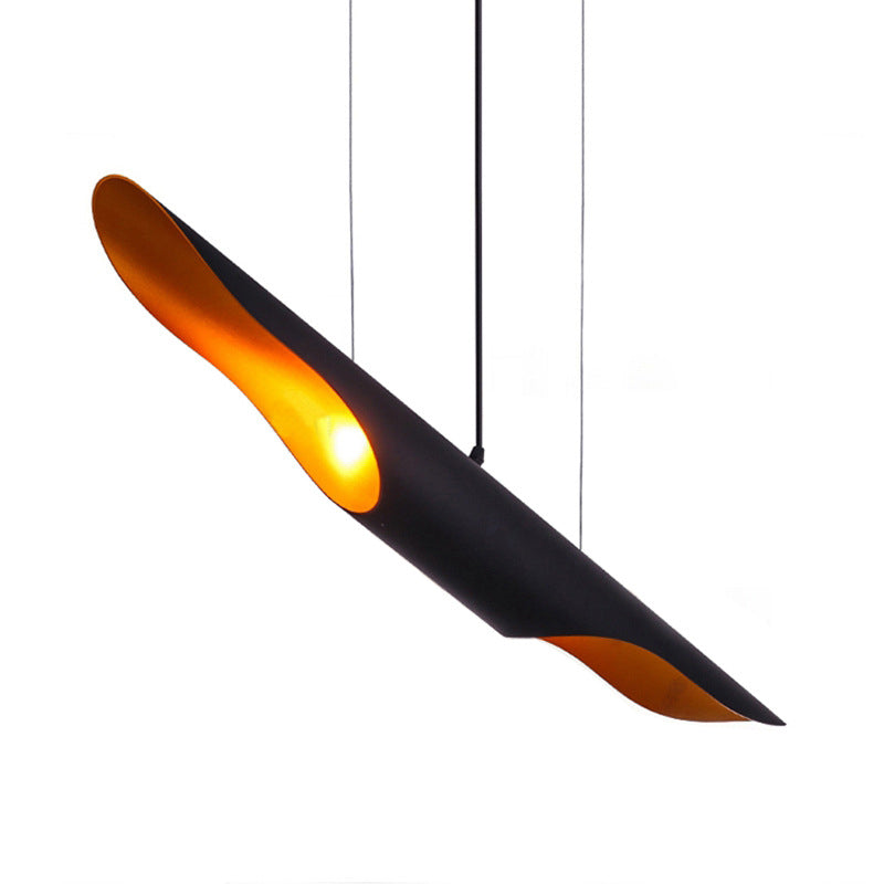 Black Pole Ceiling Light Decorative 2 Bulbs Metal Hanging Pendant Light for Living Room