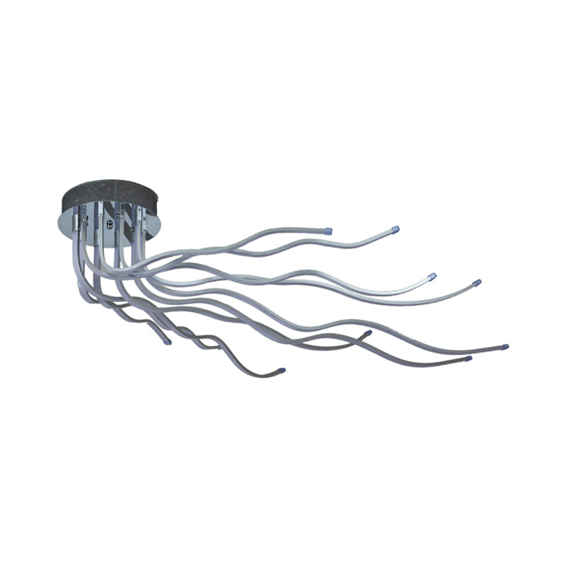 Aluminium golvend plafondlamp Minimalistisch chroom LED semi-inbouwverlichting in warm/wit licht