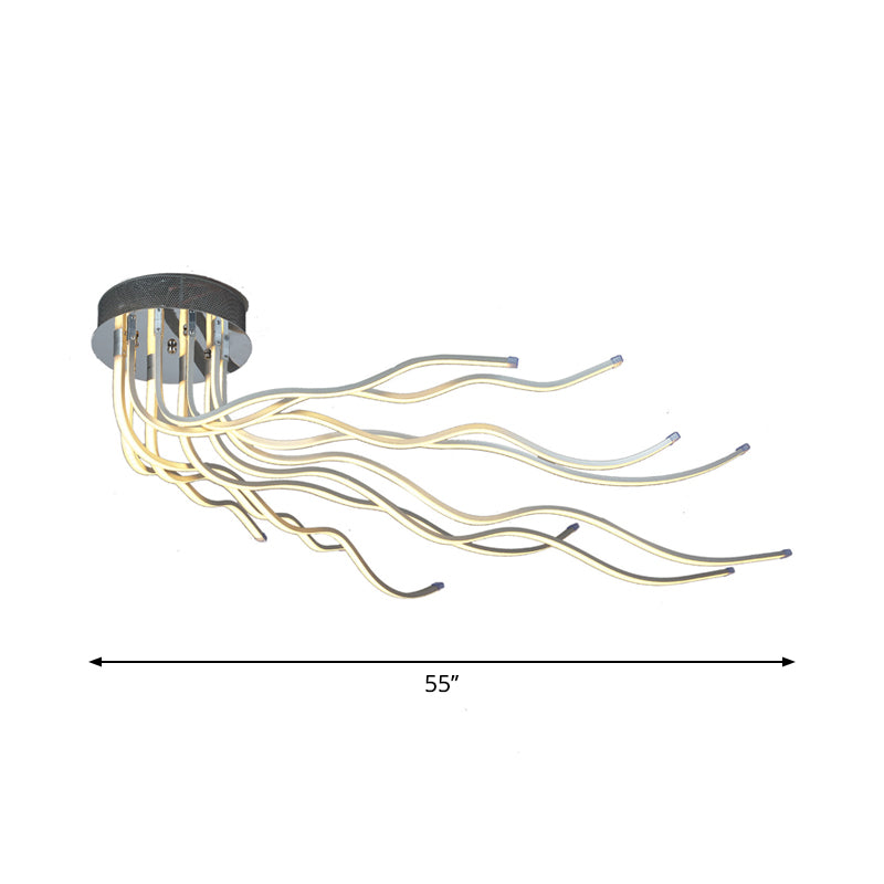 Aluminium golvend plafondlamp Minimalistisch chroom LED semi-inbouwverlichting in warm/wit licht