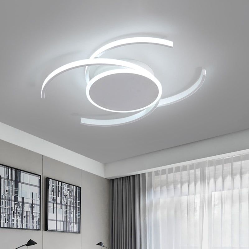 Minimalista de semi flush en forma de C blanco Dual 16 "/19.5" /23.5 "Acrílico LED de ancho cerca de la lámpara de techo con luz cálida/blanca