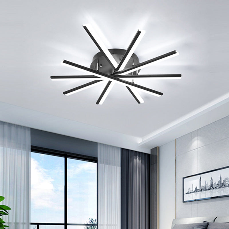 Spiral Design Stick LED-Deckenleuchte, modern, metallisch, 5/9-flammig, schwarz/weiß, halbbündige LED-Leuchte in warmem/weißem Licht