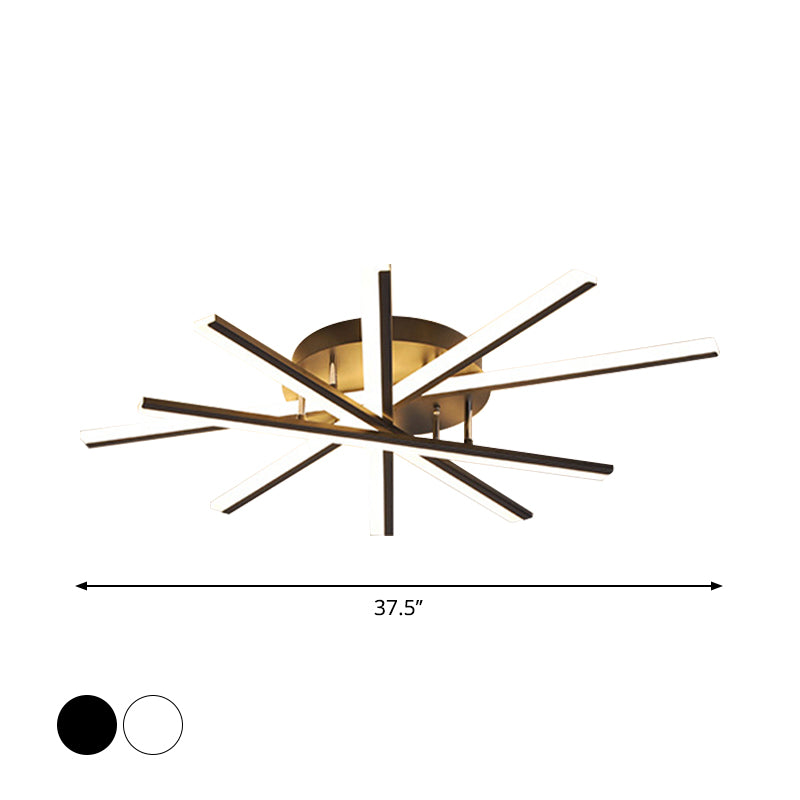 Spiral Design Stick LED-Deckenleuchte, modern, metallisch, 5/9-flammig, schwarz/weiß, halbbündige LED-Leuchte in warmem/weißem Licht