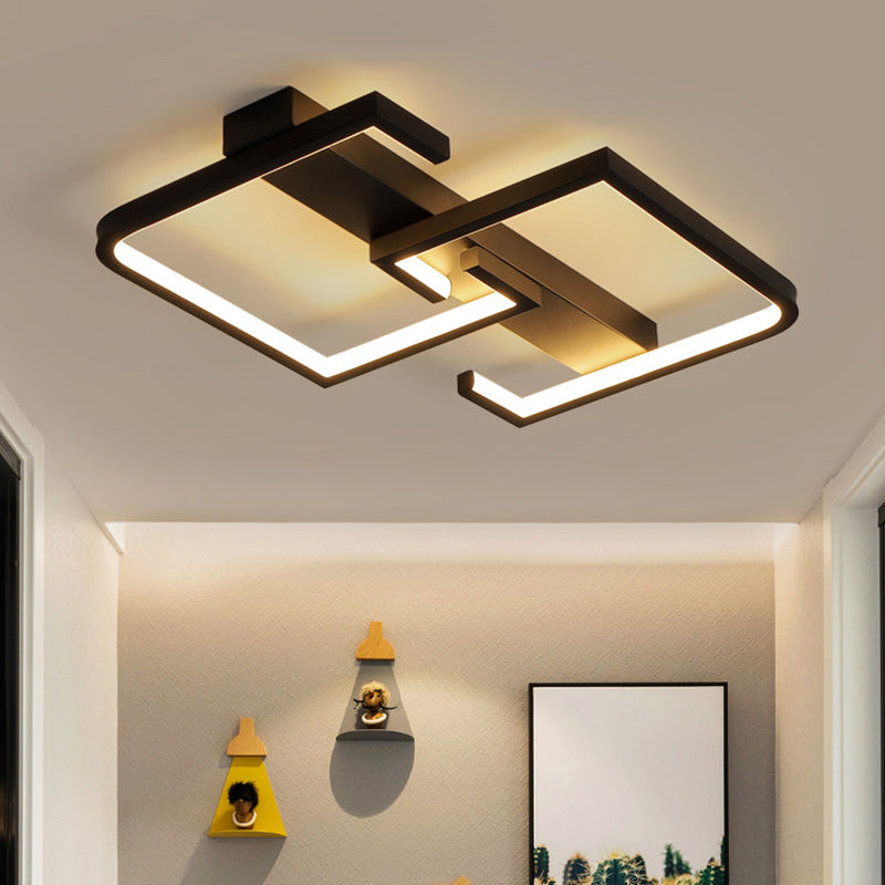 Lámpara de techo con letra C de metal, luz LED negra moderna de montaje semiempotrado en luz blanca/cálida