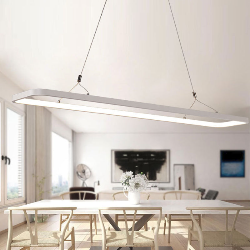 23.5"/39"/47" L Dining Room LED Pendant Light Minimalistic White Island Lamp with Rectangle Acrylic Shade, Warm/White Light