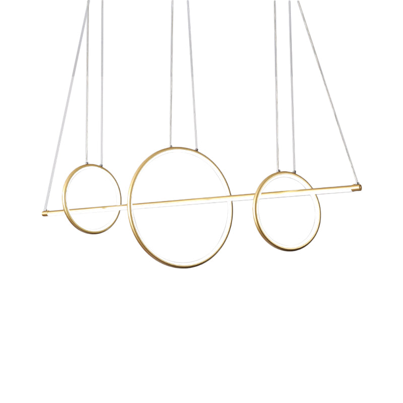 Circle and Linear Pendant Lamp Minimalist Acrylic Black/Gold LED Island Lighting in Warm/White Light, 35.5"/43" Width